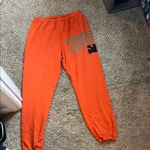 Freecity Orange Sweatpants with Elastic Waistband